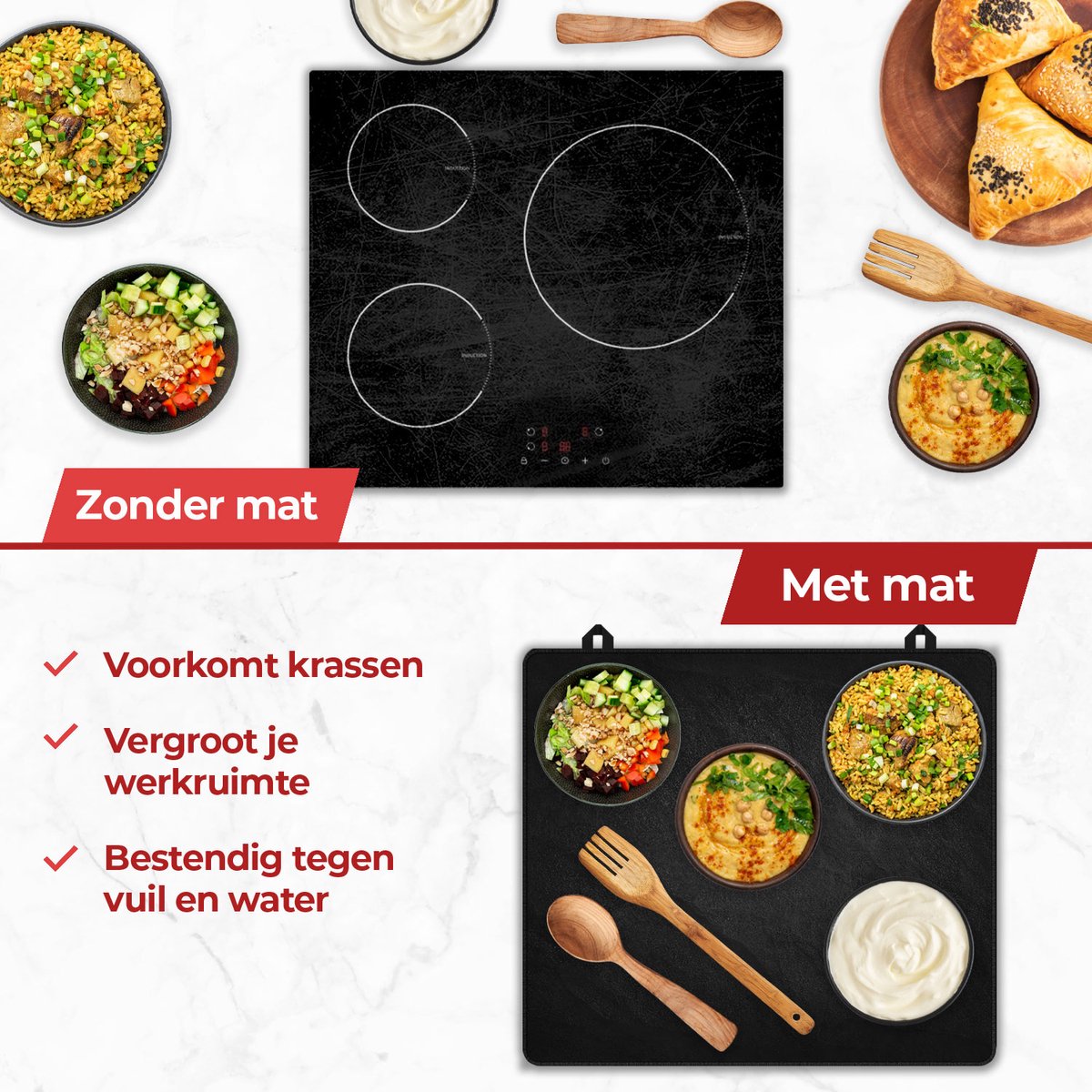 Inductie Beschermer - Zwarte Stenen Muur