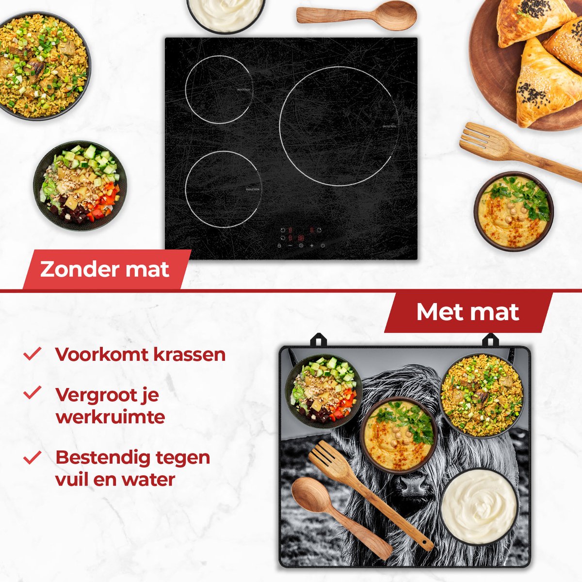 Voordelen van een inductie mat Schotse hooglander zwart wit